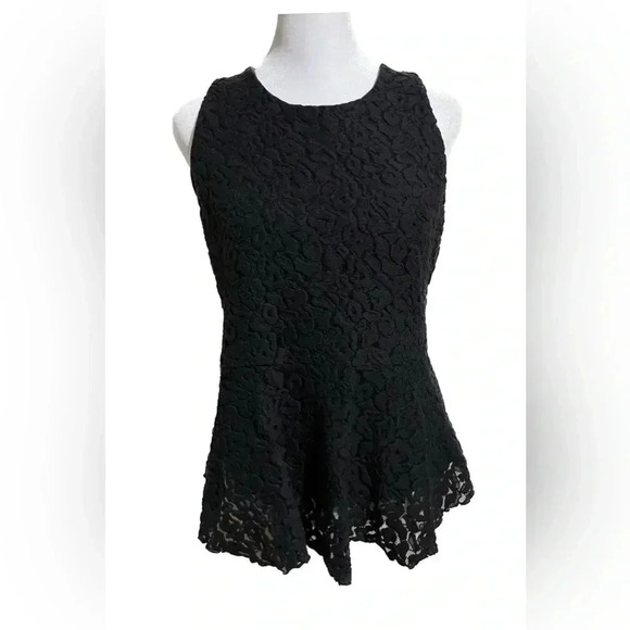 LOFT Tops - Loft black peplum crochet sleeveless top size small